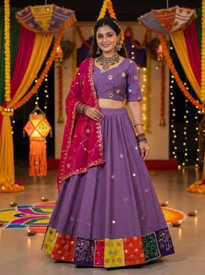PURPLE ROMAN silk blend READYMADE NAVRATRI LEHENGA CHOLI 1