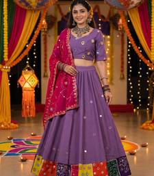 PURPLE ROMAN silk blend READYMADE NAVRATRI LEHENGA CHOLI
