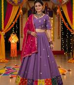 PURPLE ROMAN silk blend READYMADE NAVRATRI LEHENGA CHOLI