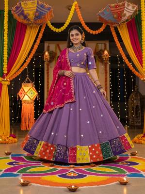 PURPLE ROMAN silk blend READYMADE NAVRATRI LEHENGA CHOLI 3