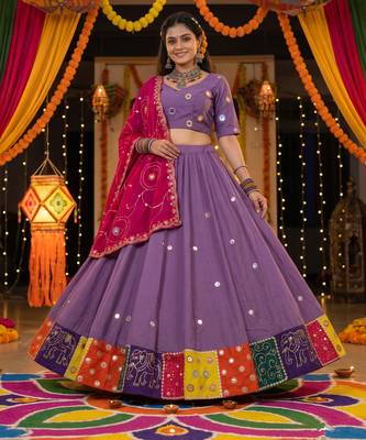PURPLE ROMAN silk blend READYMADE NAVRATRI LEHENGA CHOLI 5
