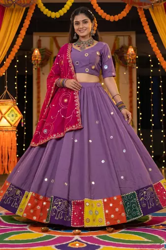 PURPLE ROMAN silk blend READYMADE NAVRATRI LEHENGA CHOLI