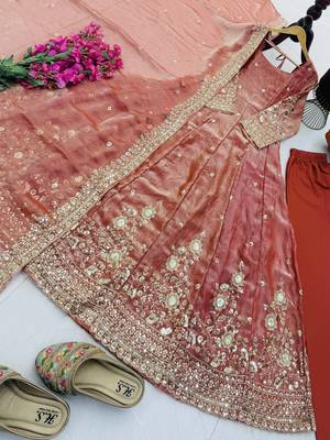 Onion pink fendy silk embroidered stitched kurta set 4