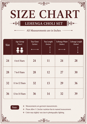 Kid's embroidered lehenga choli set in chocolate silk with beads work for wedding 6