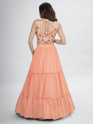 Peach lehenga with sphagetti blouse 3