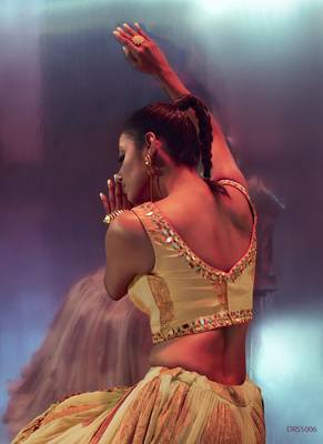  Beige Ruffle Embroidered Lehenga Choli 4