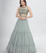 Grey Lehenga Choli with Dupatta and Belt