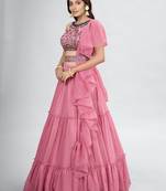 Pink Lehenga Choli with Dupatta and Belt