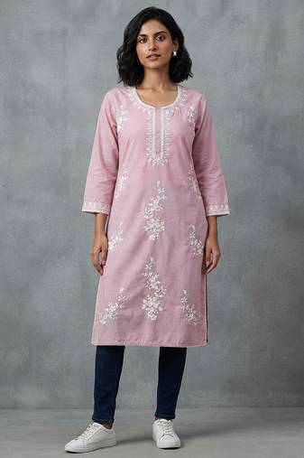 Elegant pink embroidered kurti