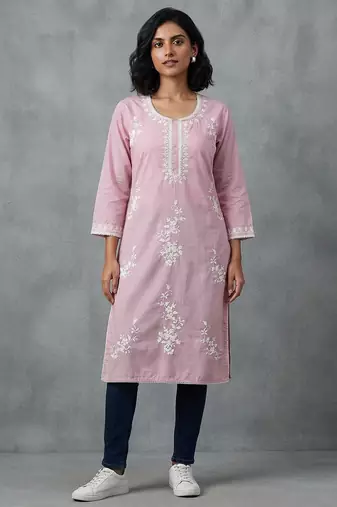 Elegant pink embroidered kurti