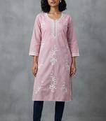 Elegant pink embroidered kurti