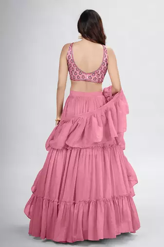 Pink Lehenga Choli with Dupatta and Belt