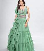 Mint Green Lehenga Choli with Dupatta and Belt