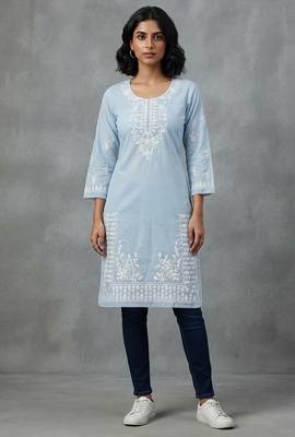 Light blue embroidered kurti 1