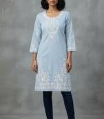 Light blue embroidered kurti