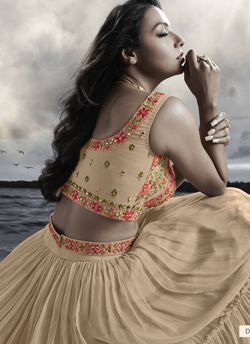 Beige Embroidered Lehenga Choli with dupatta