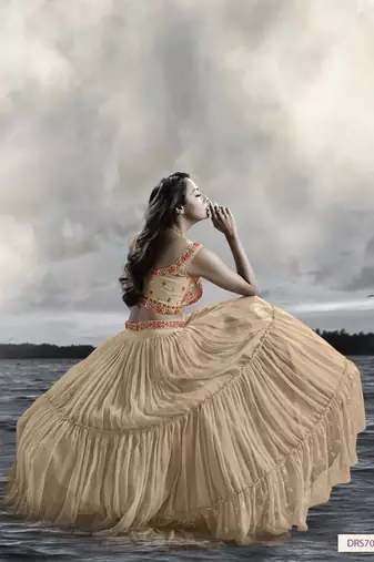 Beige Embroidered Lehenga Choli with dupatta
