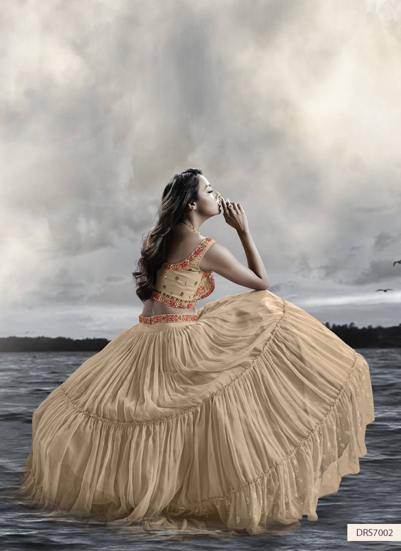 Beige Embroidered Lehenga Choli with dupatta