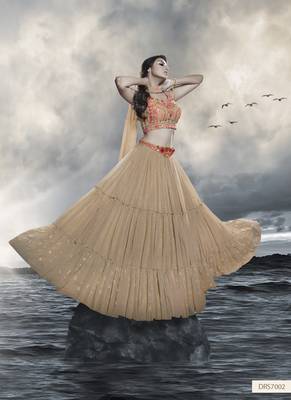 Beige Embroidered Lehenga Choli with dupatta 1