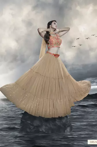 Beige Embroidered Lehenga Choli with dupatta