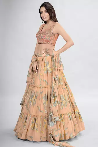Metallic Embellished Lehenga Choli with Dupatta