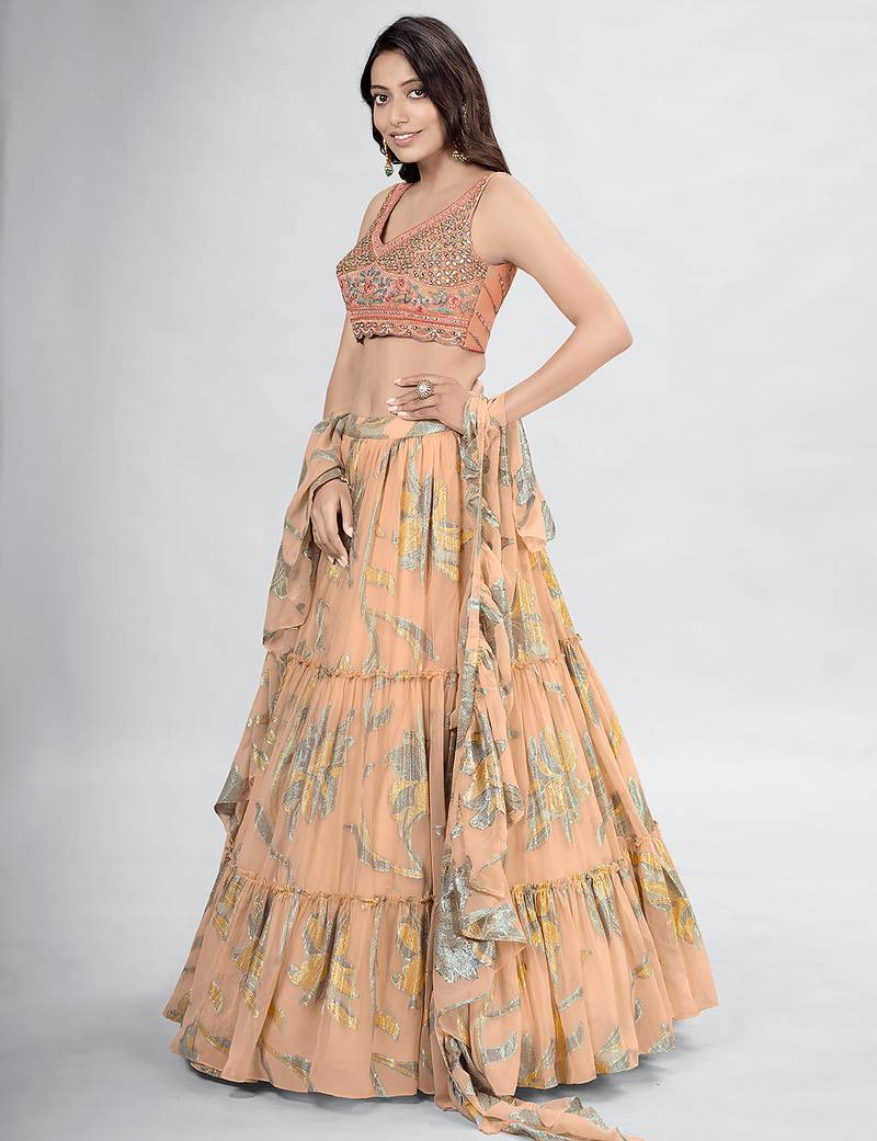 Metallic Embellished Lehenga Choli with Dupatta