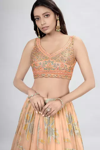 Metallic Embellished Lehenga Choli with Dupatta