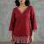 Elegant red and white embroidered short kurti