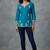Teal embroidered scalloped short kurti
