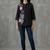 Elegant black and pink floral embroidered short kurti