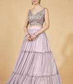 Lavender Ruffle Lehenga Choli Set