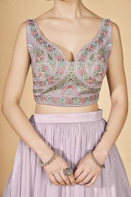  Lavender Ruffle Lehenga Choli Set 2