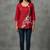 Vibrant red floral embroidered short kurti