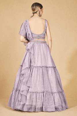  Lavender Ruffle Lehenga Choli Set 3