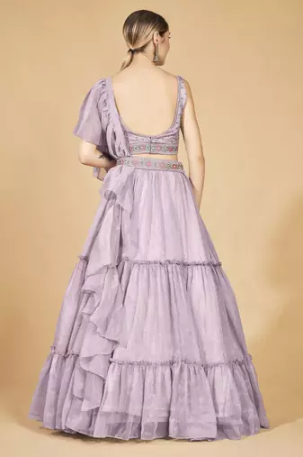  Lavender Ruffle Lehenga Choli Set