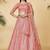 Peach Embroidered Round Neck Lehenga Choli