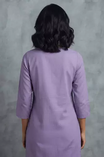 Elegant lavender floral embroidered short kurti