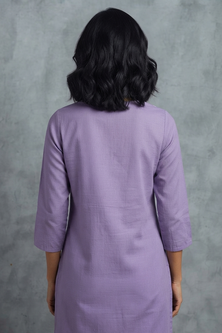 Elegant lavender floral embroidered short kurti