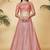 Peach Embroidered Round Neck Lehenga Choli
