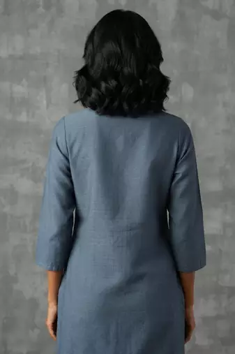 Elegant slate blue embroidered kurti