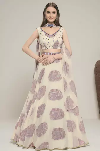 Off-White zari Work Lehenga Choli set
