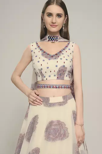 Off-White zari Work Lehenga Choli set