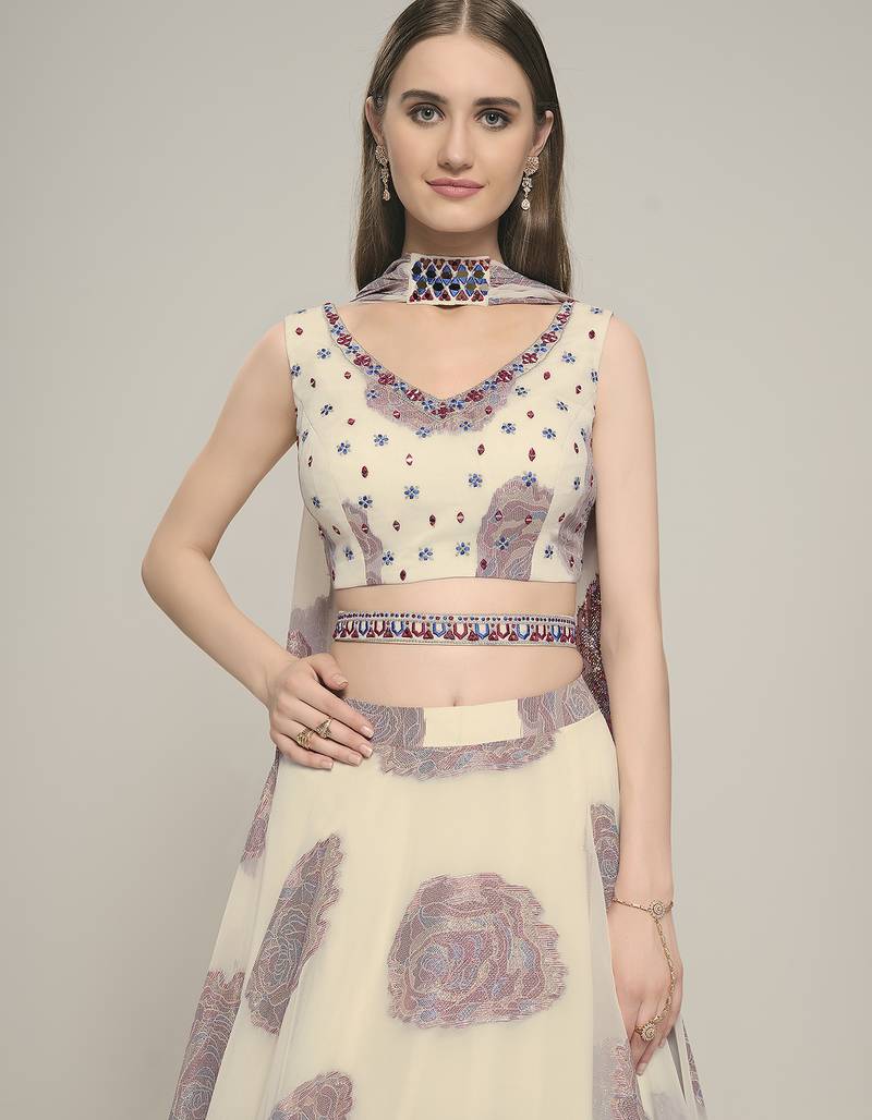 Off-White zari Work Lehenga Choli set