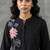 Elegant black and pink floral embroidered short kurti