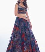 Multi- Embroidered Sweetheart Neck Lehenga Choli