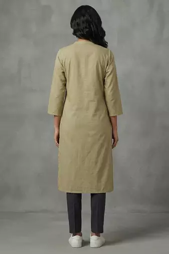 Elegant olive green embroidered kurti
