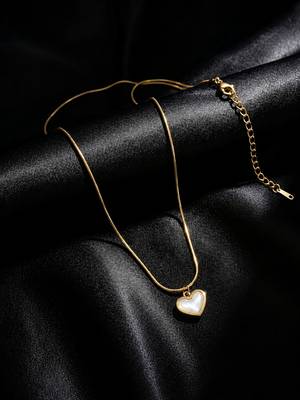 MOP Heart Pendant Anti-Tarnish Chain 1