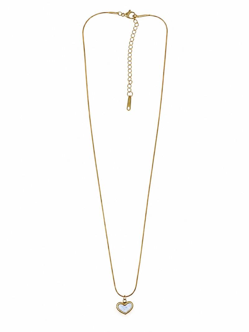 MOP Heart Pendant Anti-Tarnish Chain