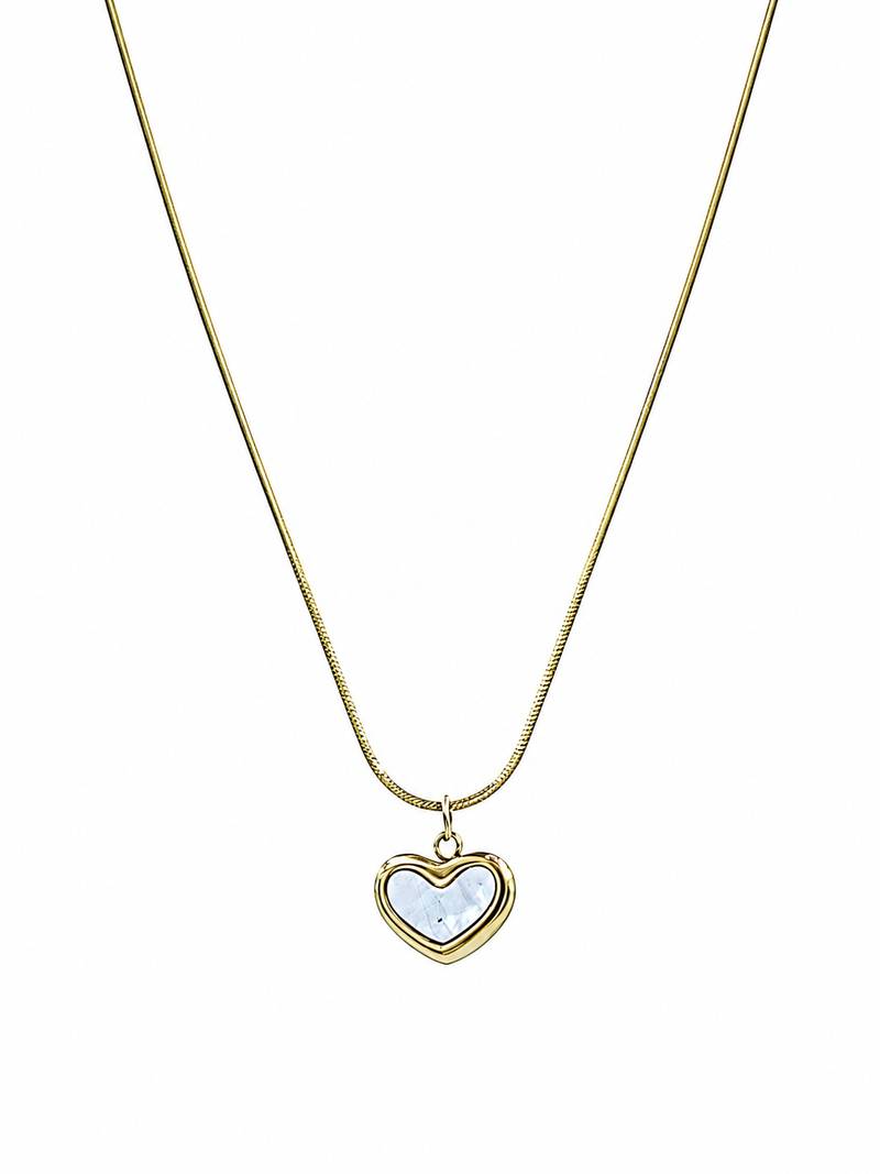 MOP Heart Pendant Anti-Tarnish Chain
