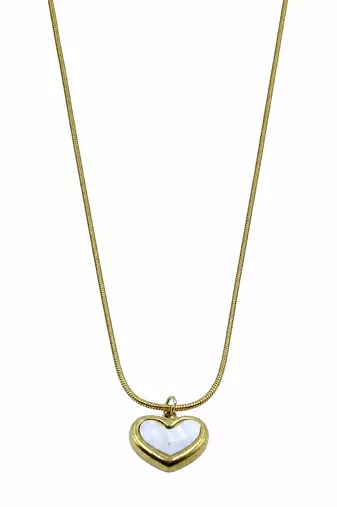 MOP Heart Pendant Anti-Tarnish Chain